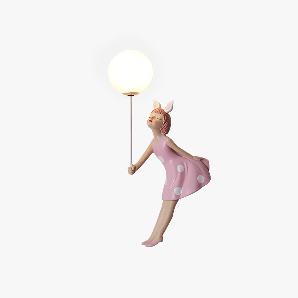 Minori Modern Balloon/Girl Shape Acrylic Pink Wall Lamp - Lumpaz