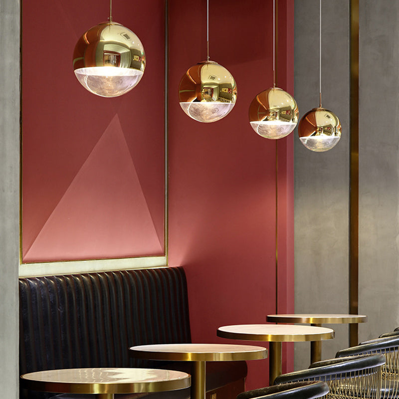 Valentina Modern Ball Metal/Glass Pendant Light, Gold/Rose Gold - Lumpaz