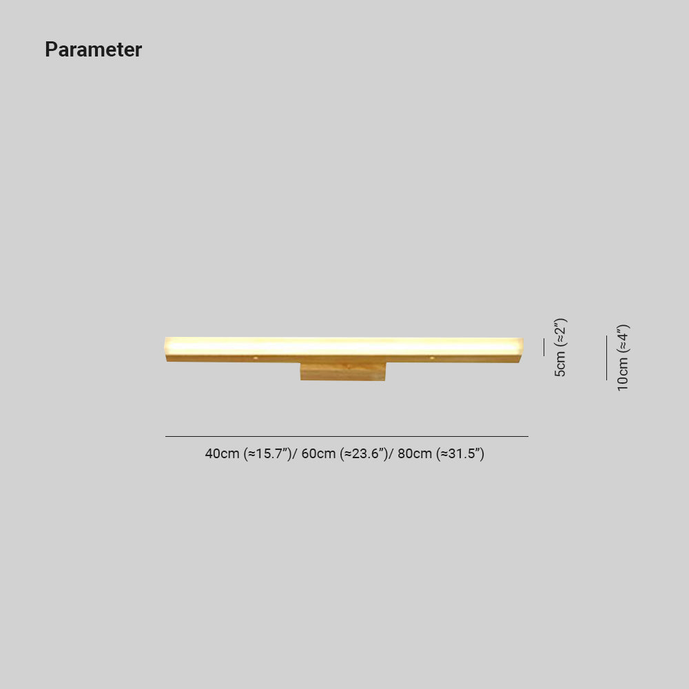 Leigh Modern Linear Wood/Acrylic Wall Lamp, Bathroom, Vanity Mirror Front - Lumpaz
