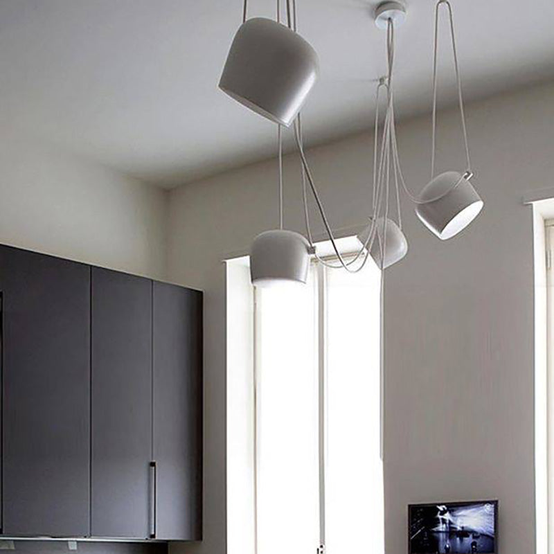 Modern Scandinavian Swag Drum Pendant Light, Black/White - Lumpaz