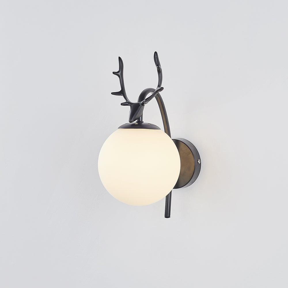 Valentina Modern Art-Deco Deer Bedside Wall Lamp, Black/Gold - Lumpaz