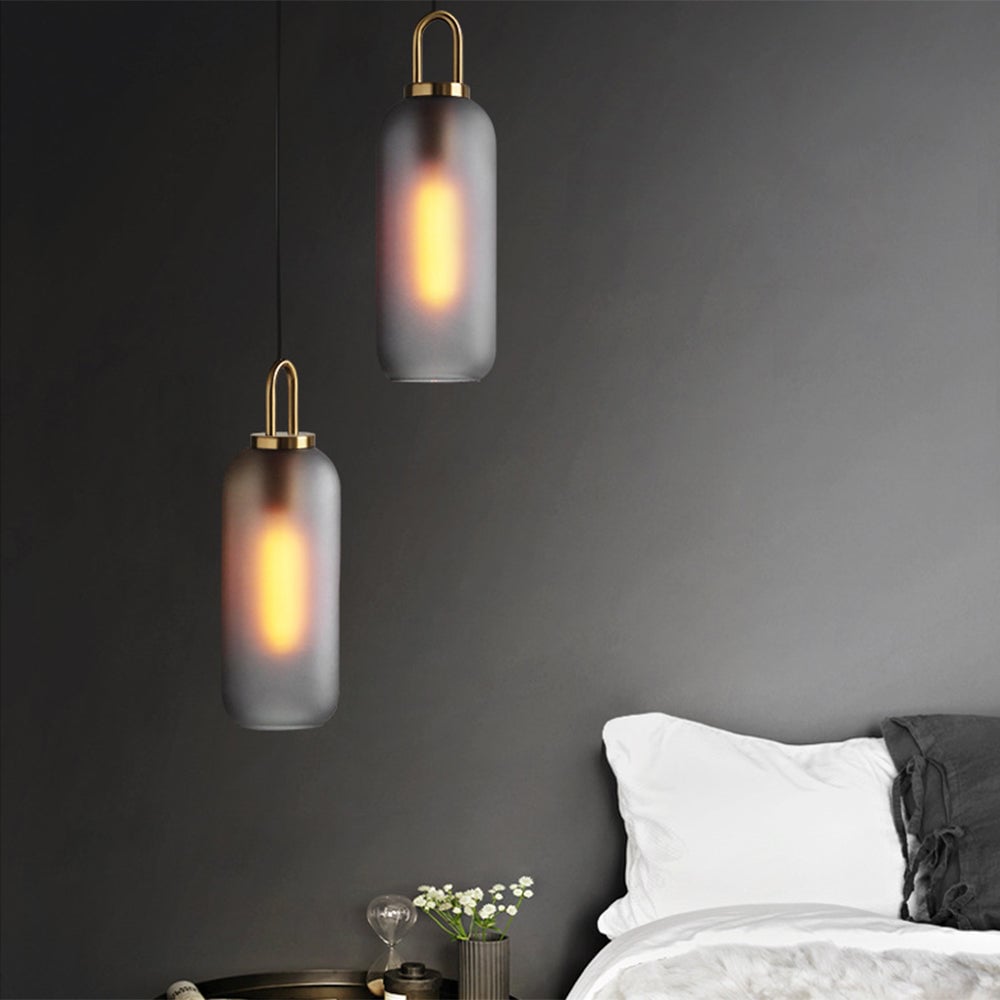 Hailie Clear& Glass Cylinder Pendant Light, 2 Color - Lumpaz