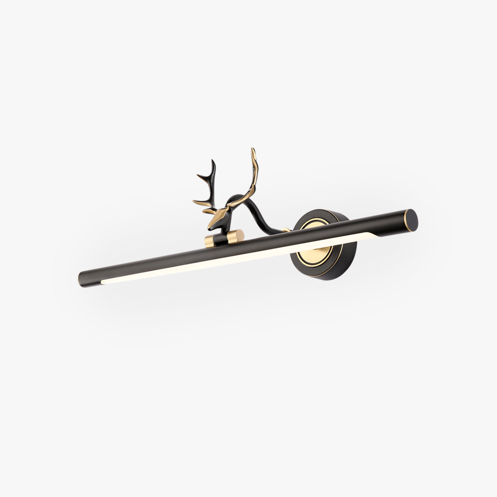 Leigh Decorative Deer Mirror Front Vanity Wall Lamp, Black/Gold - Lumpaz