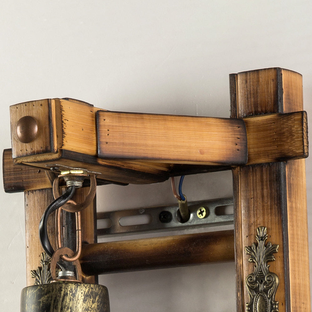 Austin Vintage Lantern Shape Wood Metal Wall Lamp - Lumpaz