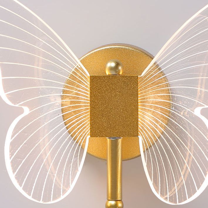 Kady Cute Butterfly Metal Wall Lamp, Gold - Lumpaz