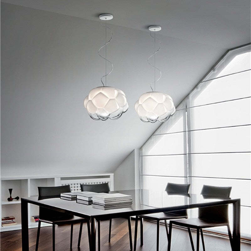 Modern Bostock Cloud Glass Pendant Light, White - Lumpaz