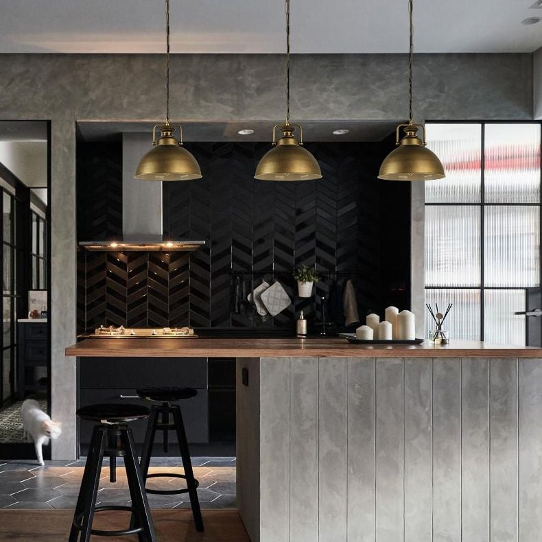 Alessio Vintage Metal Demo Industrial Rustic Pendant Light, Gold - Lumpaz