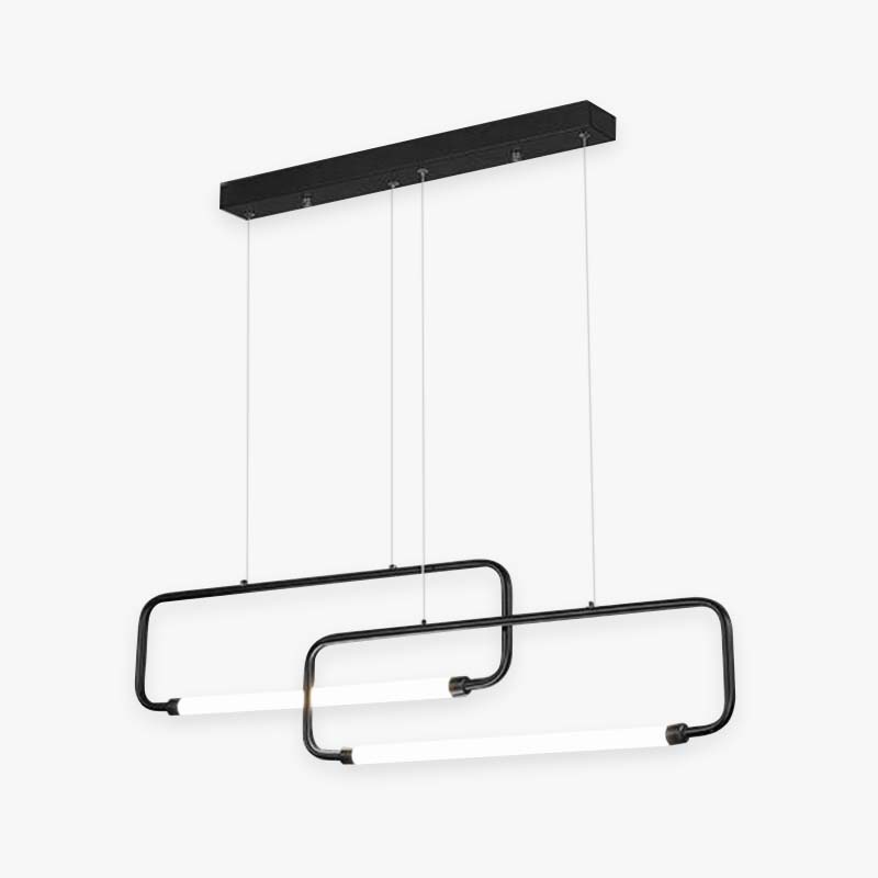 Bouvet Modern Minimalist Double-Rectangular Metal/Acrylic Pendant Light, Black/Gold - Lumpaz