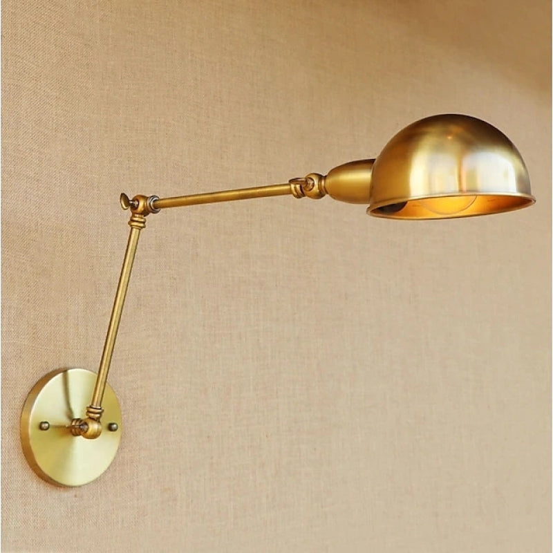 Brady Vintage Semi-sphere Metal Swing Arm Foldable Wall Lamp, Bronze - Lumpaz
