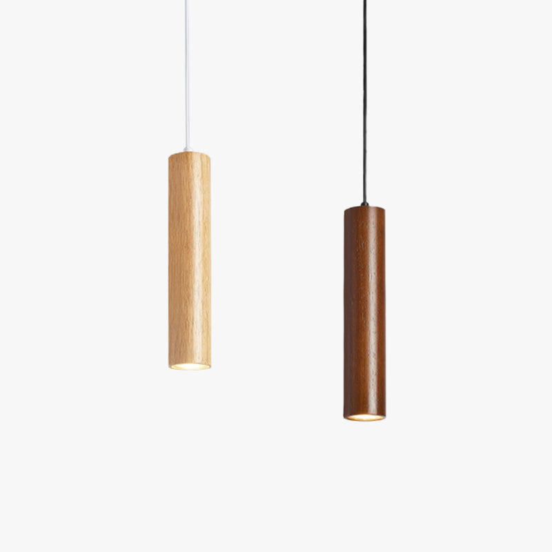 Ozawa Cylindrical Wood Pendant Light for Bedroom Kitchen Island - Lumpaz