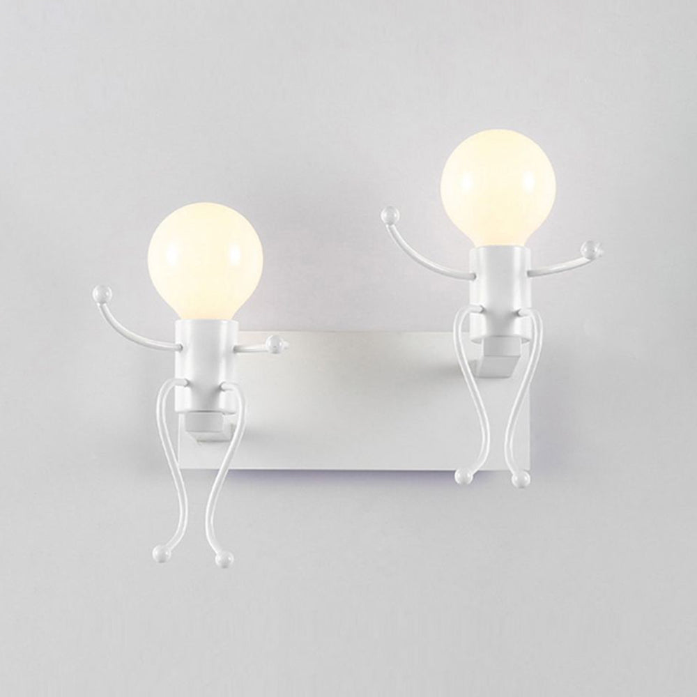 Luxo Modern Decorative Man Metal Wall Lamp, White/Black - Lumpaz