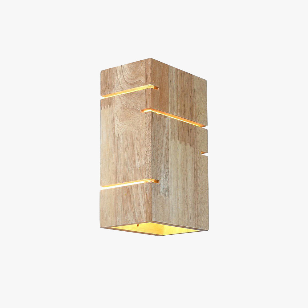 Ozawa Wall Lamp Rectangular Minimalist, Mounted Bedside, Wood, Bedroom - Lumpaz