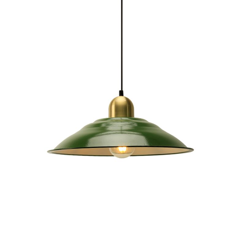 Cairns Vintage Metal Arched Pendant Light, Green - Lumpaz
