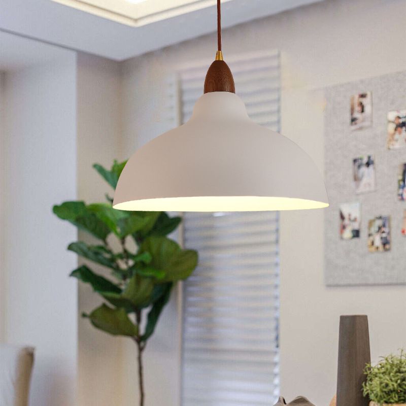 Morandi Modern Bowl-shaped Metal Pendant Light, Black/White - Lumpaz