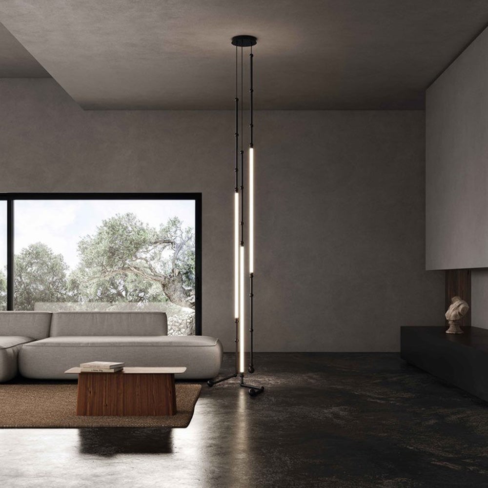 Edge Modern Linear Metal/Silicone Pendant Light, Black - Lumpaz