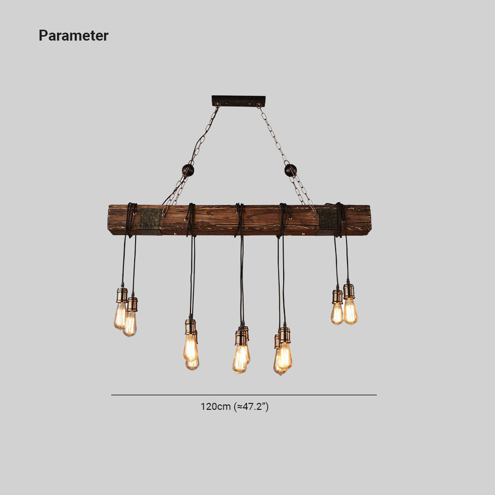 Alessio Linear Retro Wood Pendant Light, Bronze - Lumpaz