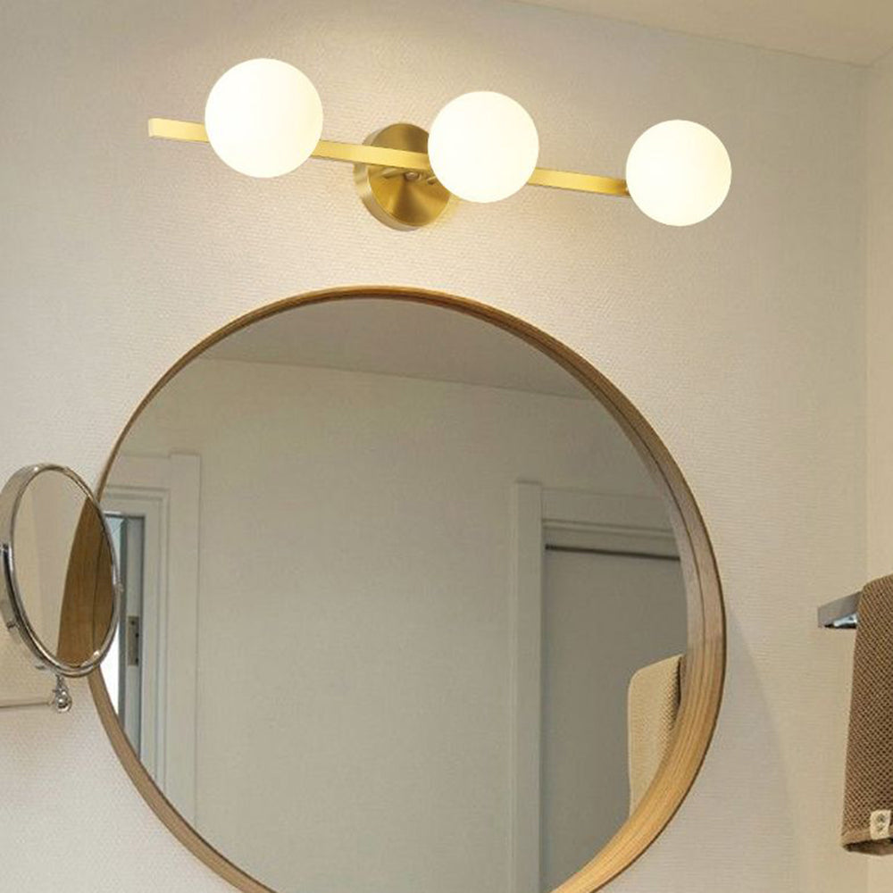 Valentina Retro Globe Linear Metal/Glass Wall Lamp, Gold, Bathroom - Lumpaz