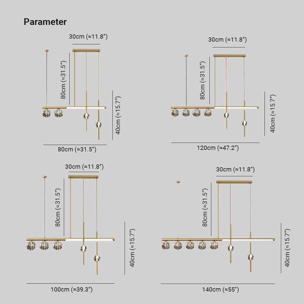 Kirsten Metal & Crystal Pendant Light, Gold - Lumpaz