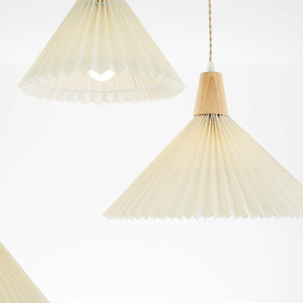 Ozawa Pendant Light Umbrella Shape Art, Wood, White, Bedroom - Lumpaz