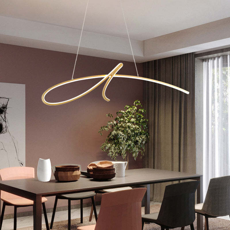 Pendant Light Irregular-curved Modern, Metal, Black/Gold, Restaurant - Lumpaz