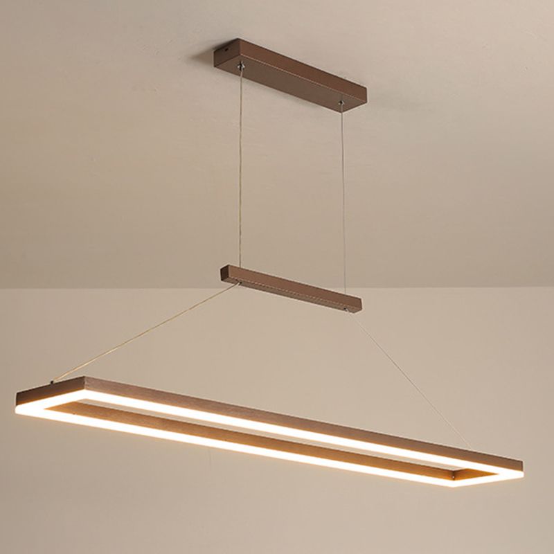 Edge Modern Rectangular Metal Pendant Light Gold/Coffee Dining Room - Lumpaz
