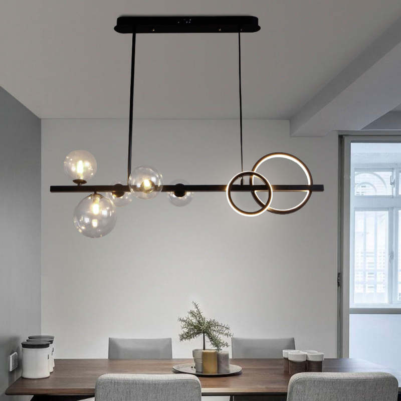 Valentina Pendant Light Bubble Circle Modern, Metal, Black/Gold, Bedroom - Lumpaz