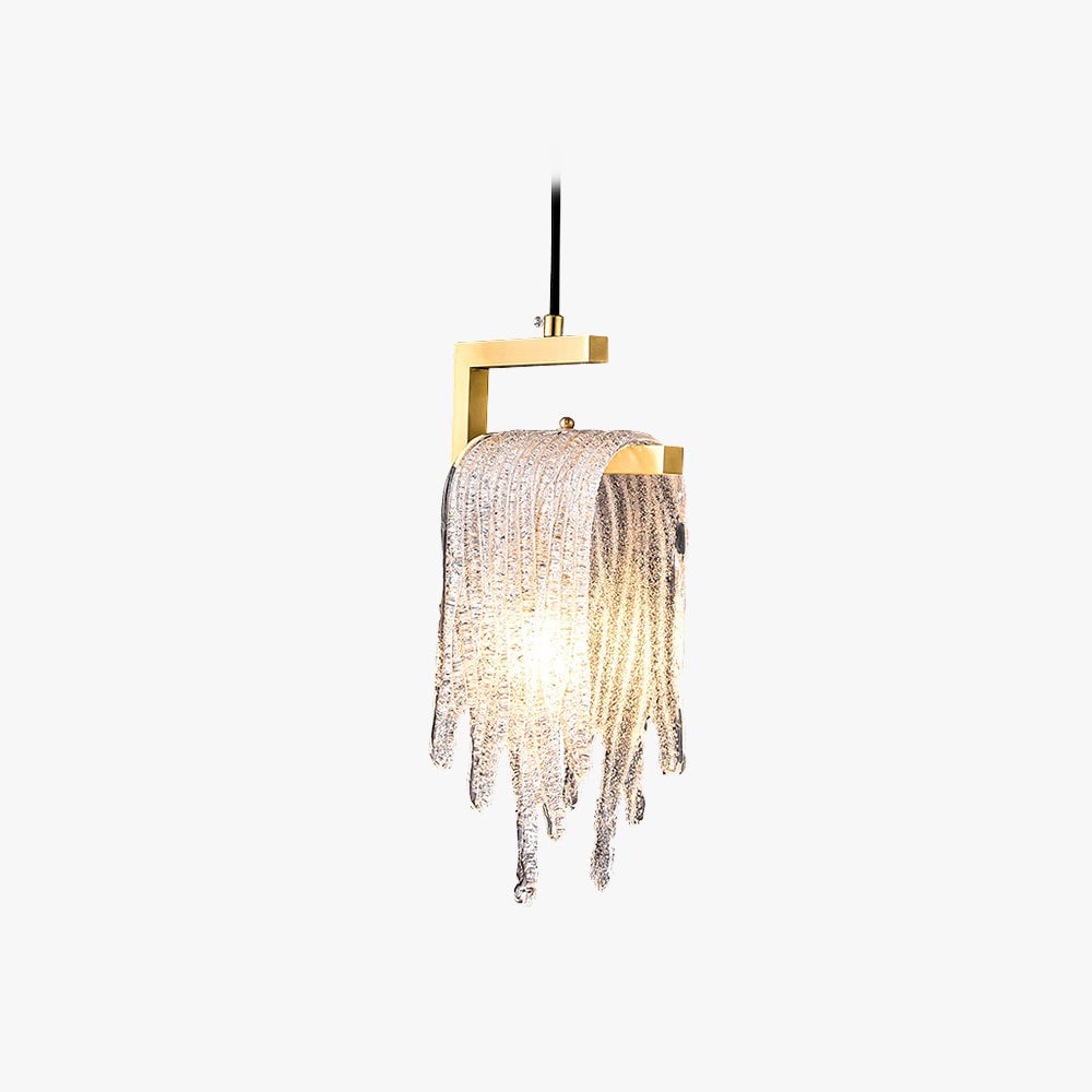 Kristy Modern Flowing Jelly Pendant Light, Gold, Crystal/Brass - Lumpaz