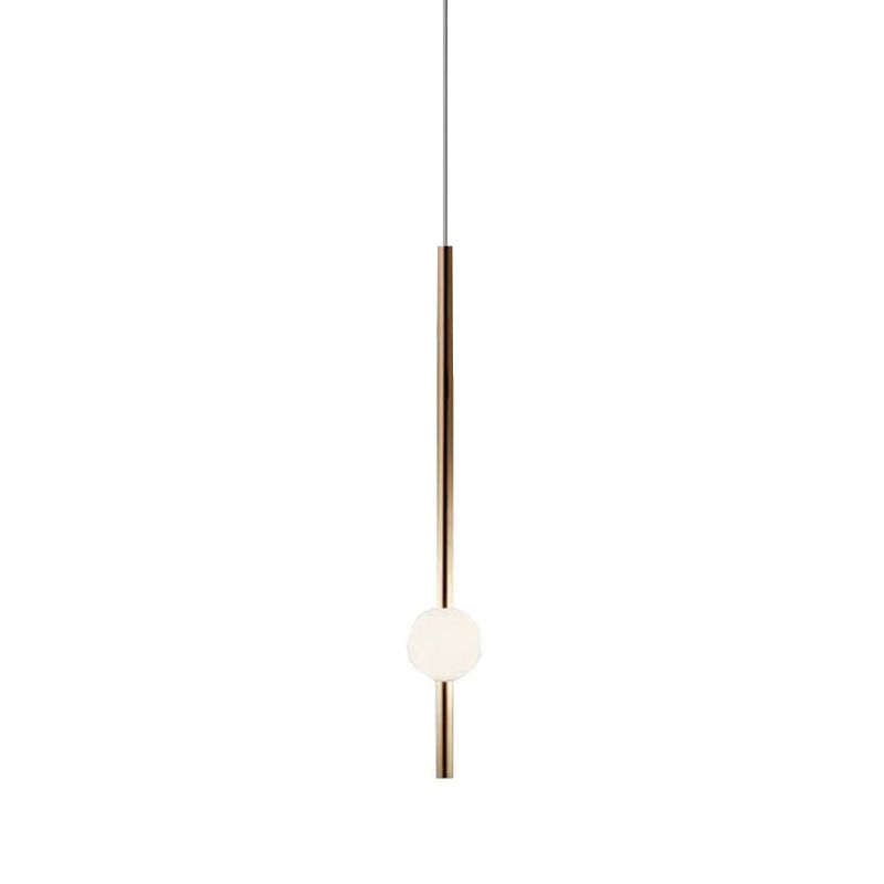 Edge Modern Linear Metal Pendant Light, White/Gold - Lumpaz