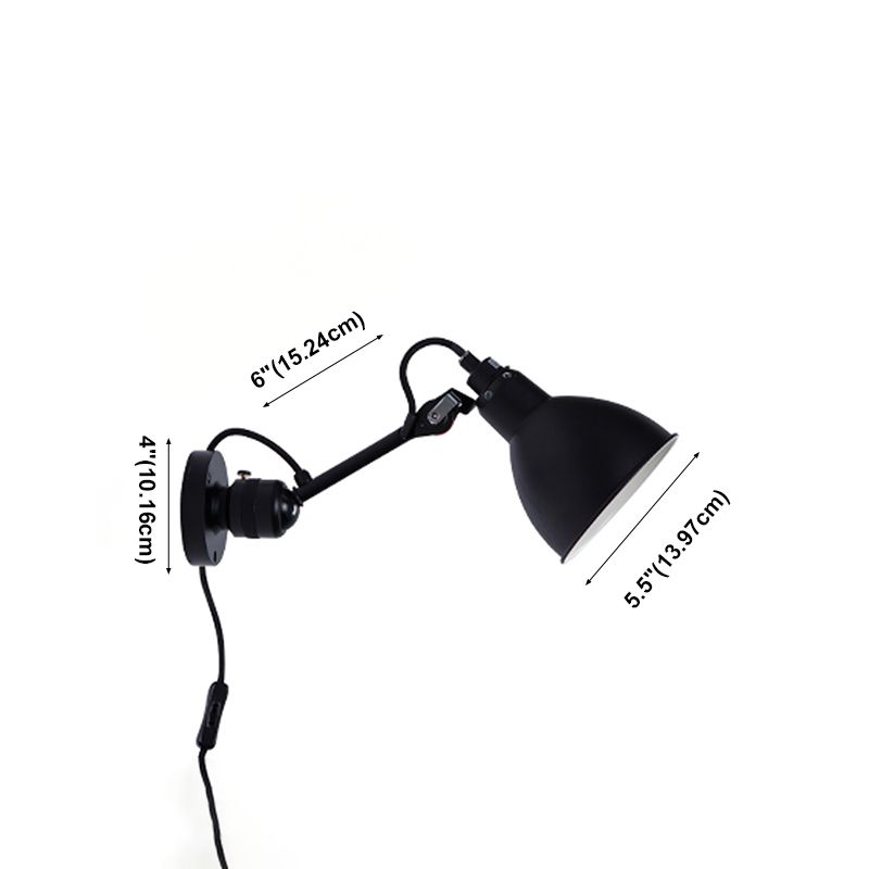 Brady Minimalist Adjustable Wall Lamp, Metal, Black, Living Room - Lumpaz