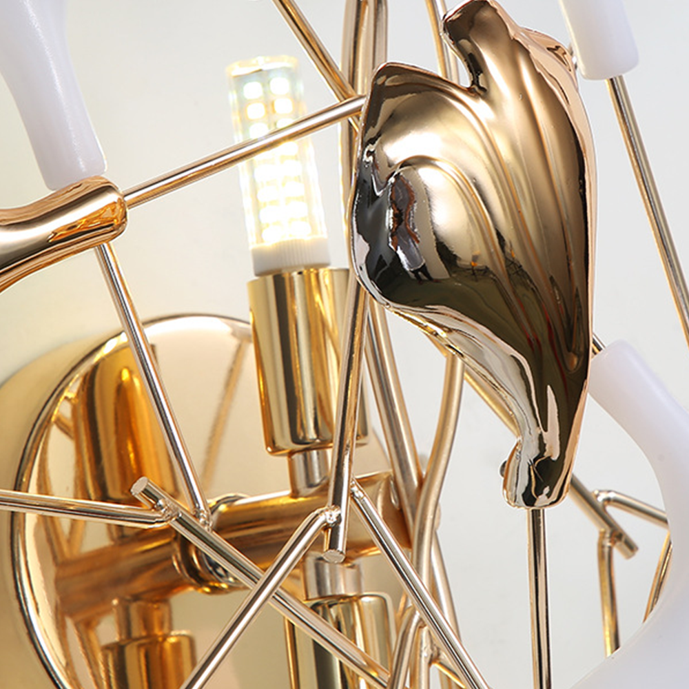 Olivia Decorative Flower Ceramic/Metal Wall Lamp White/Gold Bedroom - Lumpaz