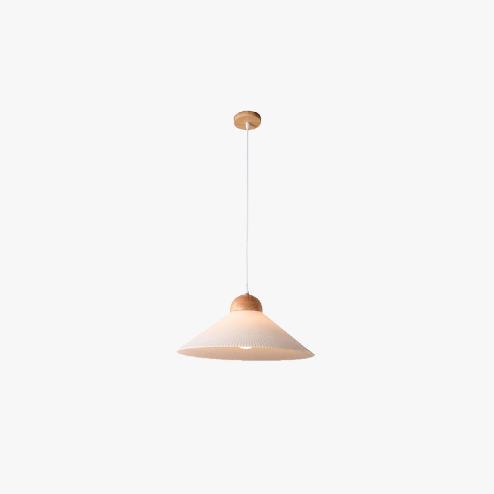 Ozawa Designer Pleated Brown Wood/Glass Pendant Light - Lumpaz