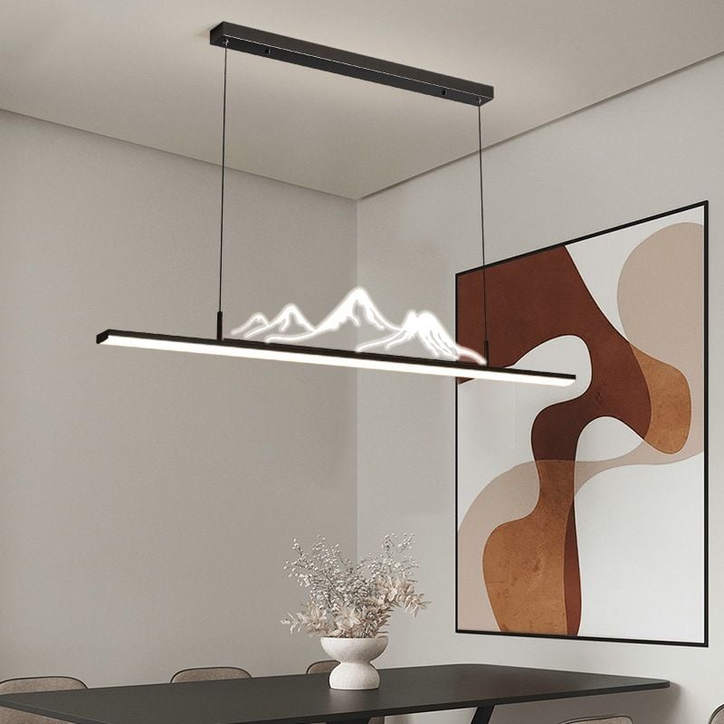 Designer Mountain Shape LED Pendant Light, Black/Gold - Lumpaz