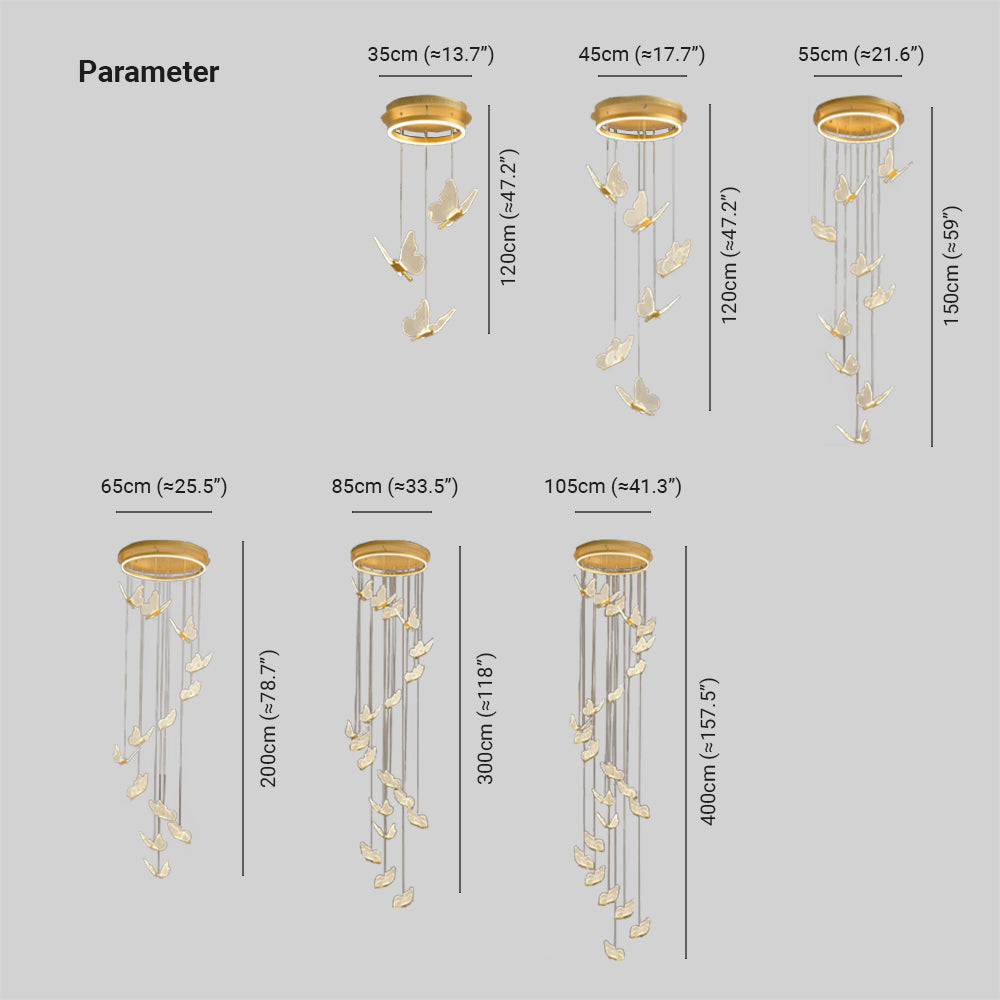 Olivia Pendant Light Butterfly Modern Luxury, Metal/Acrylic, Gold, Corridor - Lumpaz