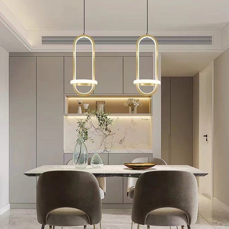 Nyla Modern Minimalist LED Ring Pendant Light, Black/Gold - Lumpaz