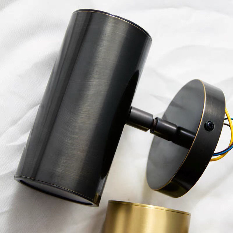 Freja Moden Spotlight Cylindrical Metal Wall Lamp, Gold/Black - Lumpaz