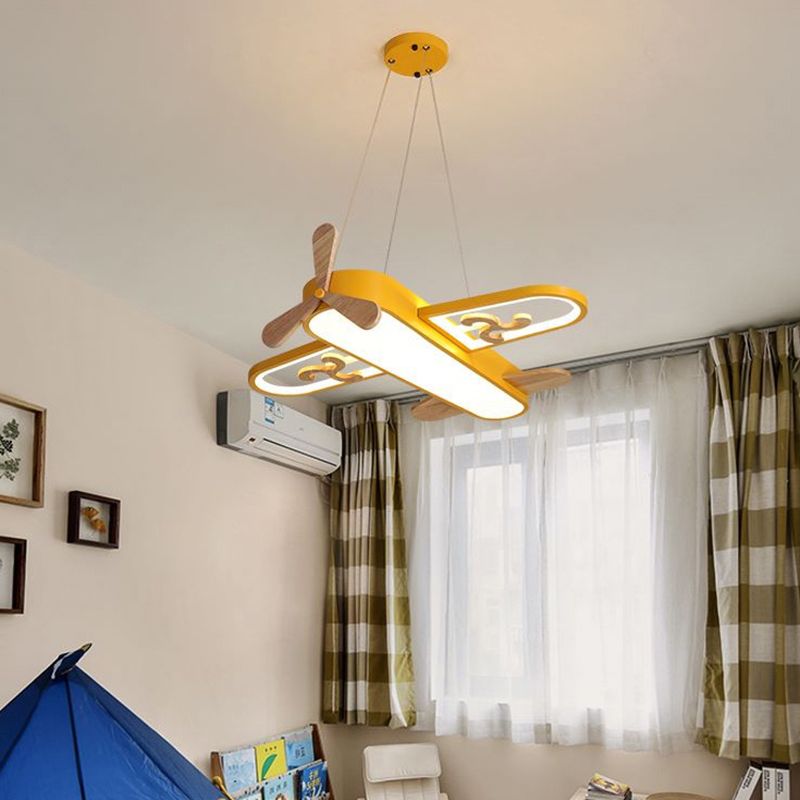 Minori Contemporary Plane Shaped Acrylic Pendant Light, Yellow/Blue - Lumpaz