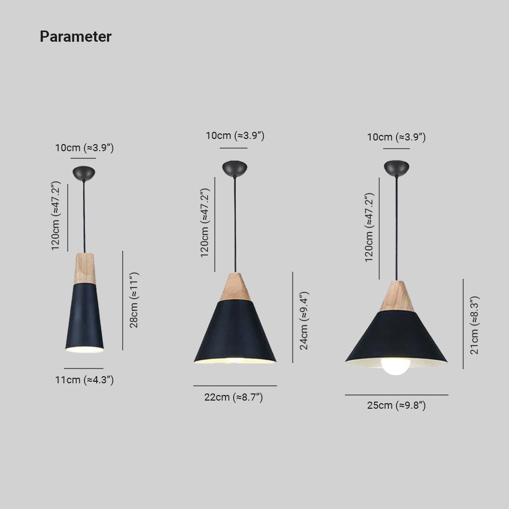 Morandi Multi-Shaped Wood And Metal Pendant Light, 6 Colors - Lumpaz