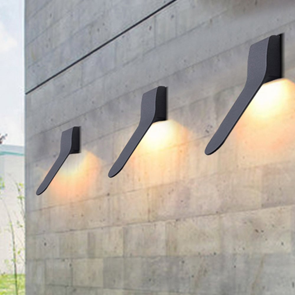 Orr Minimalist Tilt Linear Metal Outdoor Wall Lamp, Black - Lumpaz