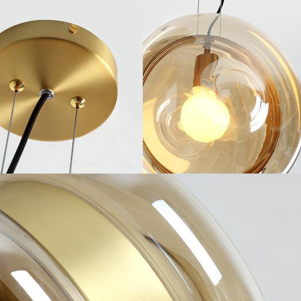Hailie Art Round Glass Pendant Light, Metal&Glass, 6 Color - Lumpaz