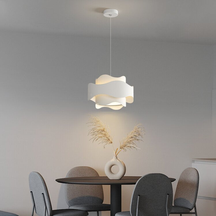 Bella Art Deco Flower Shape Metal Pendant Light, White - Lumpaz