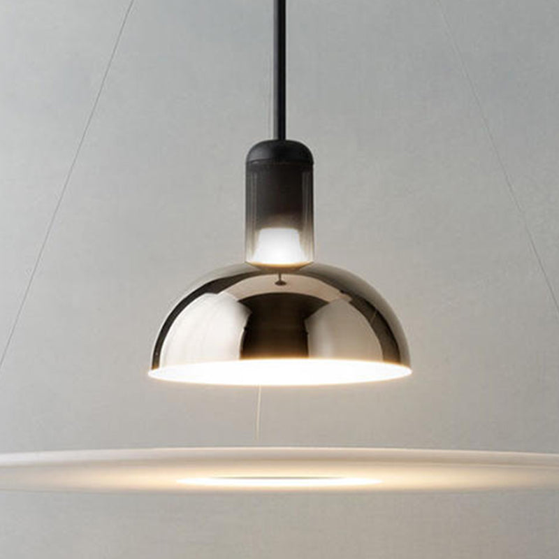 Levi Modern Minimalist Nordic Bell Metal/Acrylic Pendant Light, Chrome/Black - Lumpaz