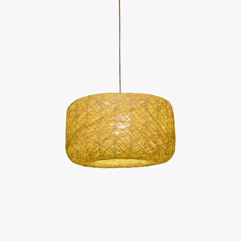 Natural Cylindrical Lantern Rattan Pendant Light, Hallway - Lumpaz