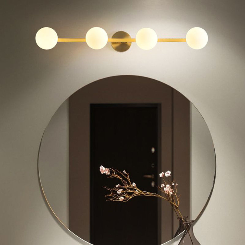 Valentina Retro Globe Linear Metal/Glass Wall Lamp, Gold, Bathroom - Lumpaz