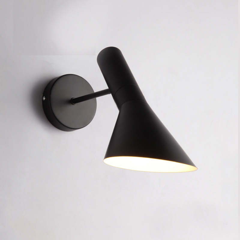 Brady Modern Cone Metal Wall Lamp, Black/White - Lumpaz