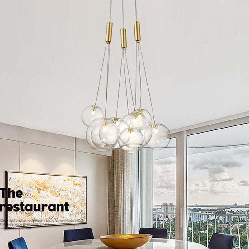 Valentina Glass Globe Bubble Pendant Light LED, 3/5/9/15 Heads - Lumpaz