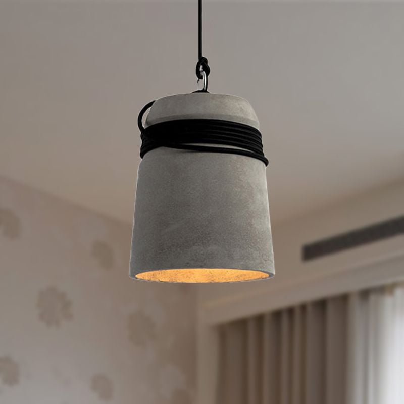 Zaid Industrial Pendant Light, Cement & Metal - Lumpaz
