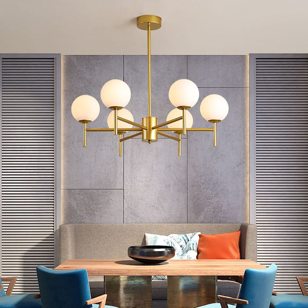 Alessio Modern Globe Bubble Metal/Glass Pendant Light, Gold/Black - Lumpaz