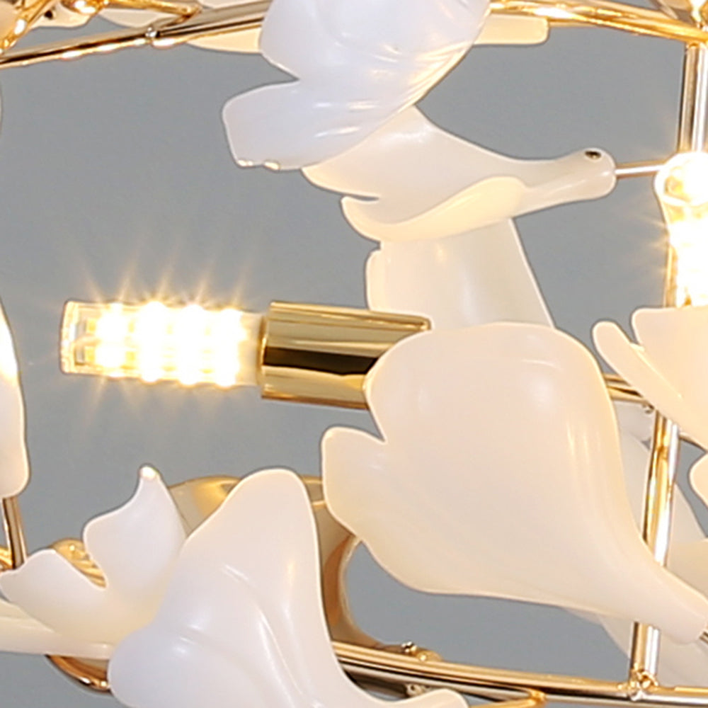 Olivia Modern Petal Shaped Metal Ceramic Chandelier Dining Room - Lumpaz