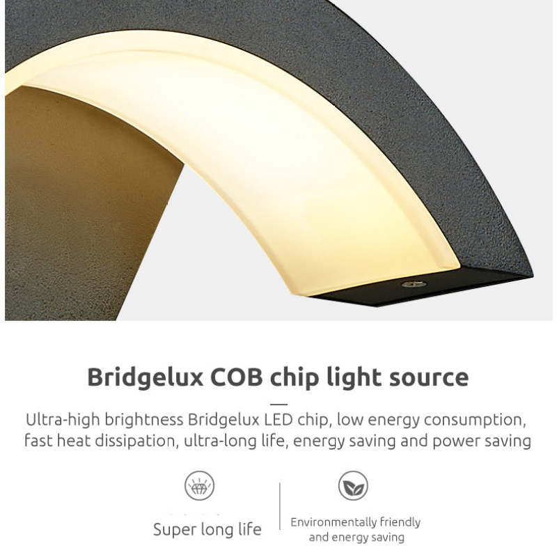 Orr Nordic Arc Metal LED Outdoor Wall Lamp, Black - Lumpaz