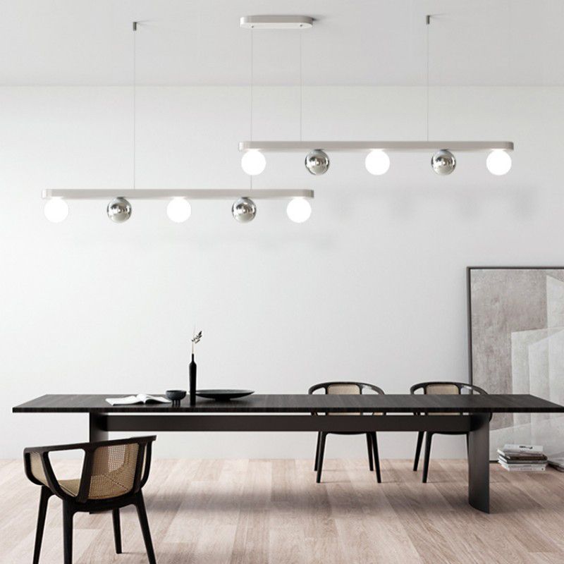 Valentina Pendant Light Multi Globe Modern, Metal/Acrylic, Silver, Dining Room - Lumpaz